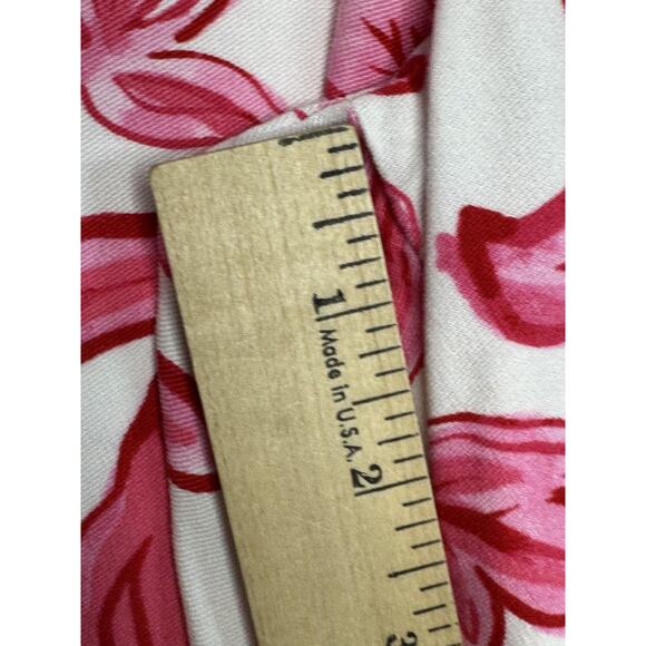Talbots Capri Pants Womens Large Petite Pink White Floral Pull-On Pockets Crop - Picture 7 of 8